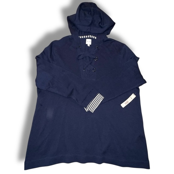NWT NIC + ZOE Lace Up Hoodie - Navy / White XXL - Picture 2 of 16